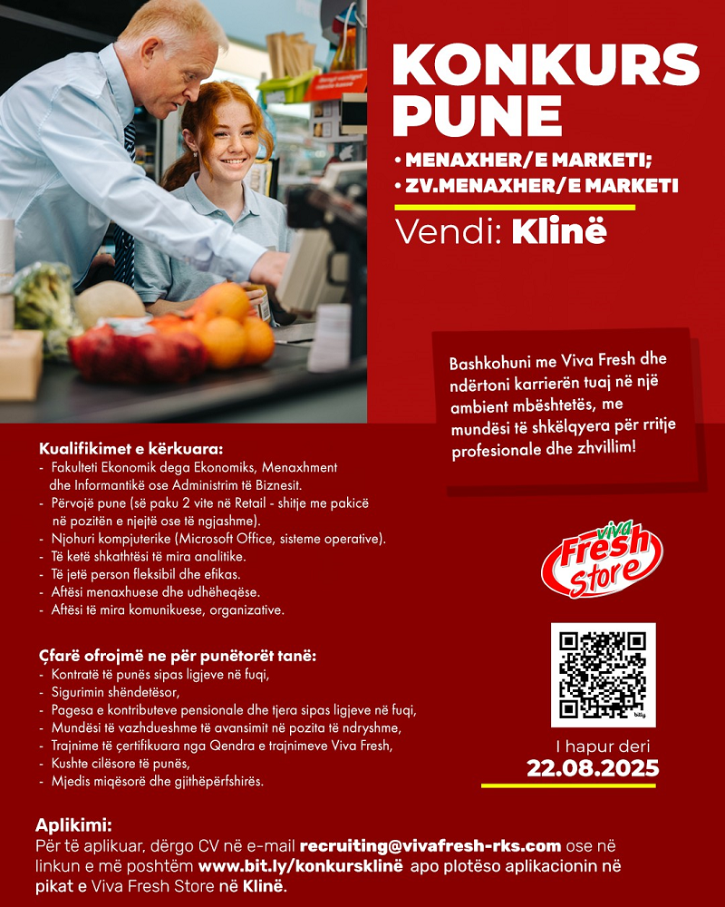 Menaxher/e Marketi, Zv.Menaxher/e Marketi - Klinë